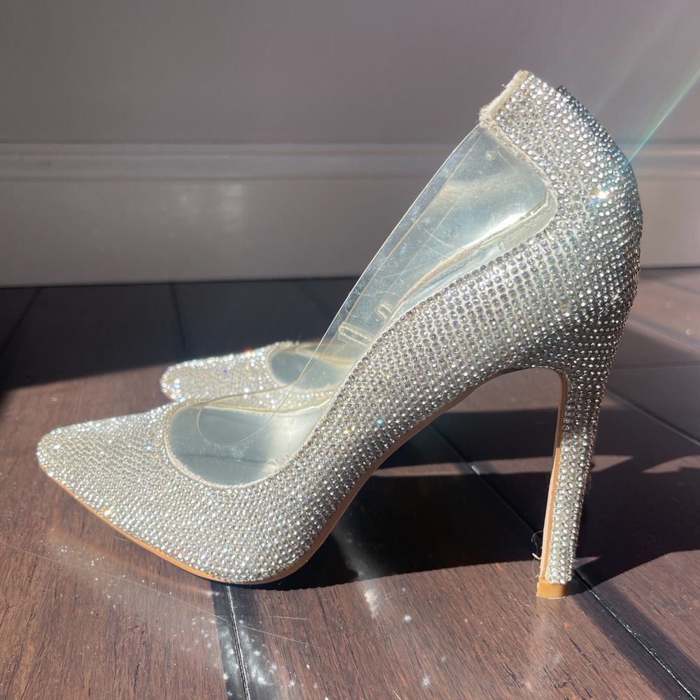Silver Rhinestone Cinderella Heels